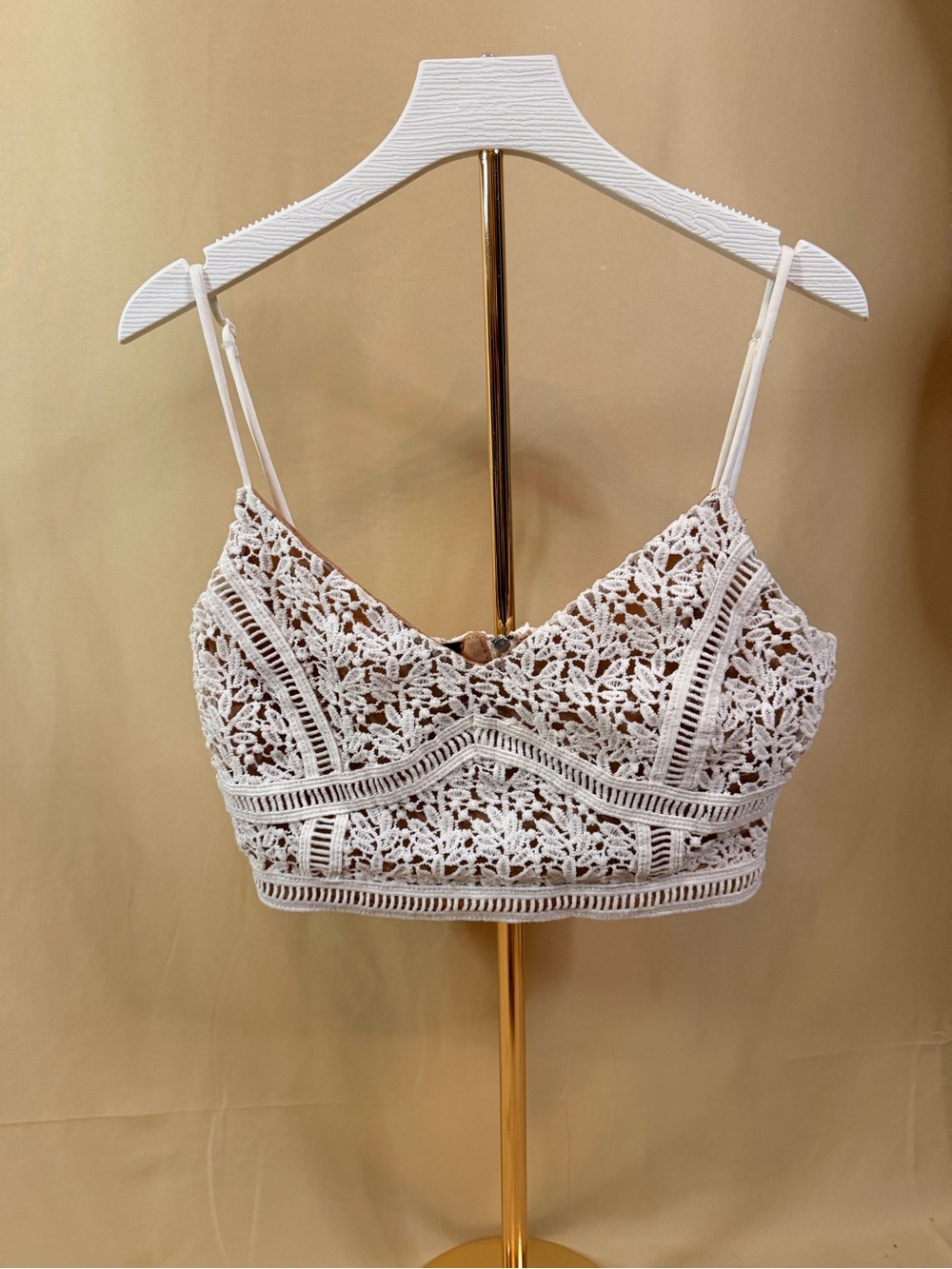 Kendall & Kylie Rust Orange Lace-Trim Top with Silver Zipper